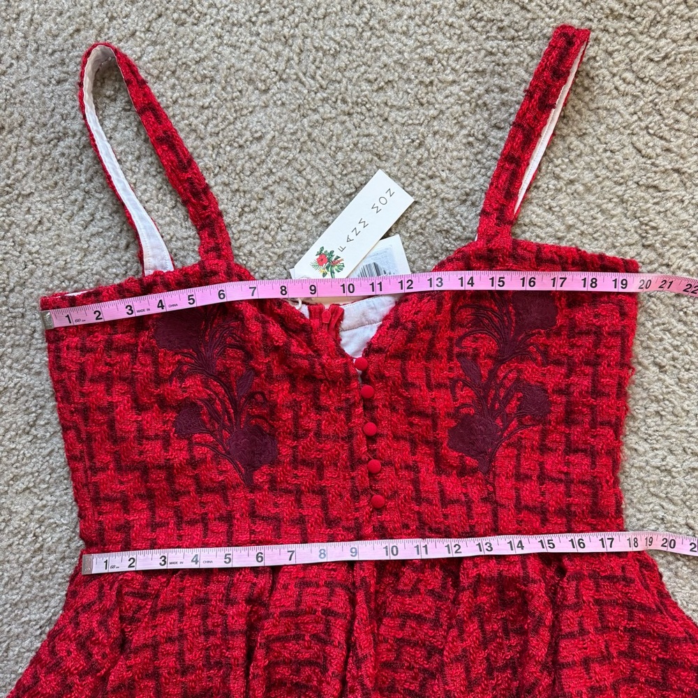 Fanm Mon Gulia Peplum Red Tweed Midi Dress XL - Picture 9 of 13